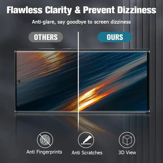 Alt view image 5 of 7 - [2+2 Pack] Galaxy S23 Ultra Screen Protector, 2 Pack Camera Lens Protector , Ultrasonic Fingerprint Support, 3D Curved,HD Clear 9H Tempered Glass Screen Protector, For Samsung Galaxy S23 Ultra 5G (6.8