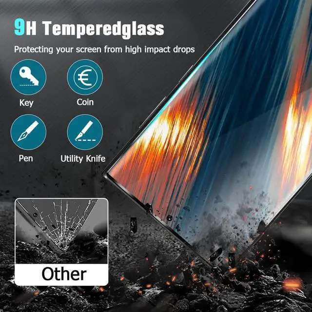 Alt view image 7 of 7 - [2+2 Pack] Galaxy S23 Ultra Screen Protector, 2 Pack Camera Lens Protector , Ultrasonic Fingerprint Support, 3D Curved,HD Clear 9H Tempered Glass Screen Protector, For Samsung Galaxy S23 Ultra 5G (6.8