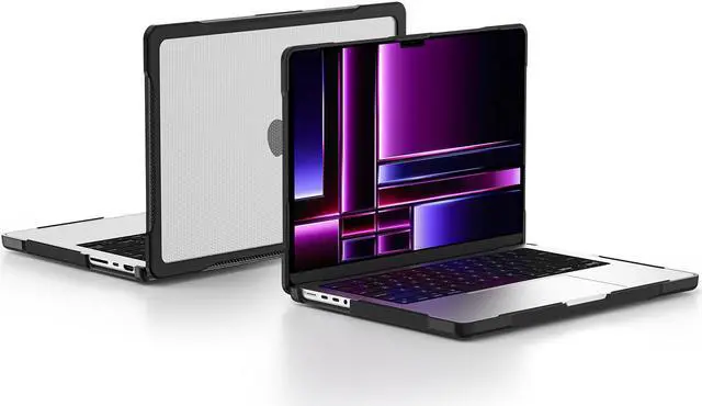 Alt view image 7 of 7 - Compatible with MacBook Pro 14 inch Case 2023 2022 2021 Release M2 A2779 A2442 M1 Pro/Max Chip with Touch ID, Heavy Duty Rugged Hard Shell Shockproof Cover with Keyboard Skin Transparent