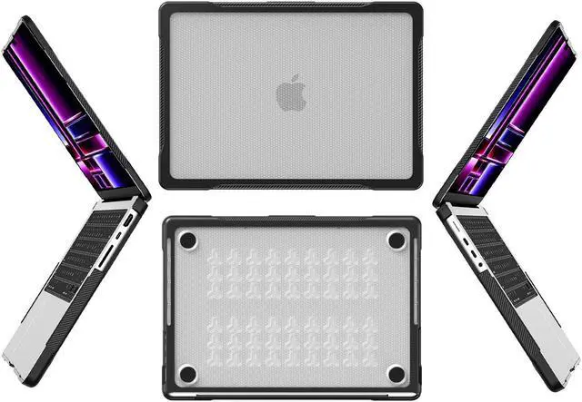 Alt view image 4 of 7 - Compatible with MacBook Pro 14 inch Case 2023 2022 2021 Release M2 A2779 A2442 M1 Pro/Max Chip with Touch ID, Heavy Duty Rugged Hard Shell Shockproof Cover with Keyboard Skin Transparent
