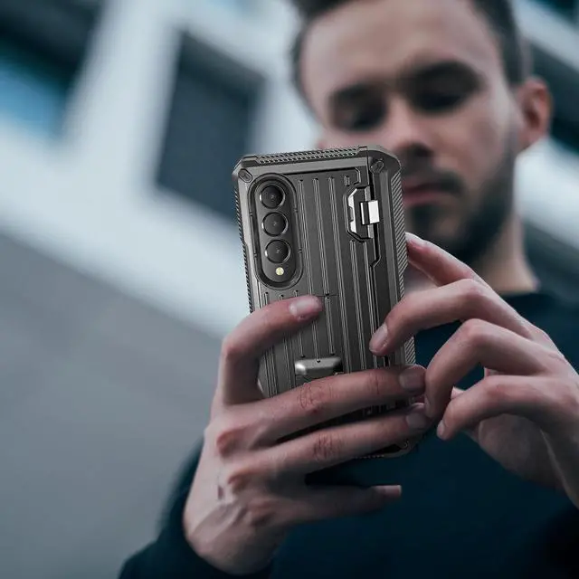 Alt view image 7 of 7 - Case for Samsung Galaxy Z Fold 3 5G 2021, Military-Grade Full-Body Shockproof Rugged Bumper Case Cover with Built-in Screen Protector & Kickstand & S Pen Slot