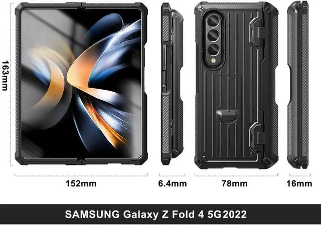 Alt view image 6 of 7 - Case for Samsung Galaxy Z Fold 4 2022 5G, Military-Grade Full-Body Shockproof Rugged Bumper Case Cover with Built-in Screen Protector & Kickstand & S Pen Slot