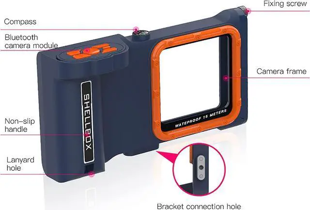 Alt view image 3 of 7 - Underwater Snorkeling Diving Waterproof Phone Case for iPhone Samsung Galaxy LG Huawei Series Smartphone Below 6.7 inch Universal, Bluetooth Connection Control Cameras Zoom Video with APP