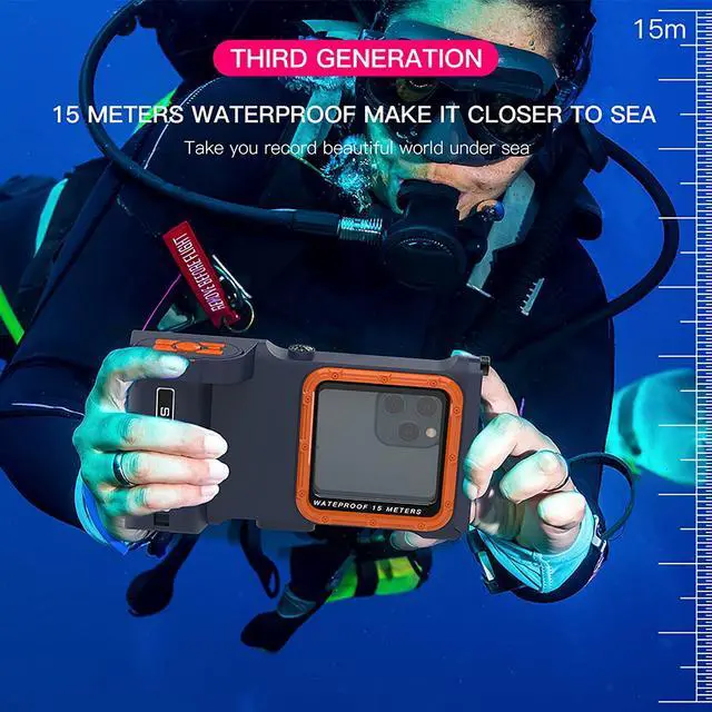 Alt view image 5 of 7 - Underwater Snorkeling Diving Waterproof Phone Case for iPhone Samsung Galaxy LG Huawei Series Smartphone Below 6.7 inch Universal, Bluetooth Connection Control Cameras Zoom Video with APP