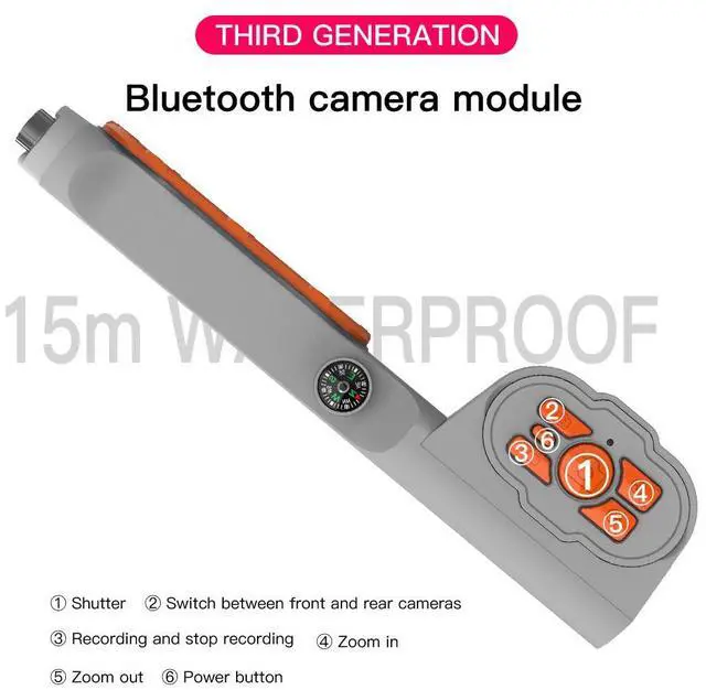 Alt view image 4 of 7 - Underwater Snorkeling Diving Waterproof Phone Case for iPhone Samsung Galaxy LG Huawei Series Smartphone Below 6.7 inch Universal, Bluetooth Connection Control Cameras Zoom Video with APP Gray