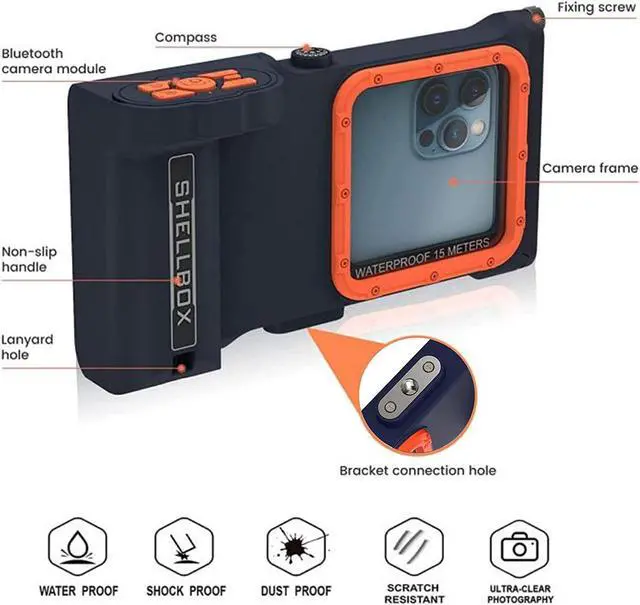Alt view image 4 of 7 - Bluetooth Connection 3rd Generation Diving Phone Case, Professional 15m/50ft Underwater Photography Housings for Snorkeling, Scuba Dive Waterproof Phone Case for iPhone/Samsung/Universal