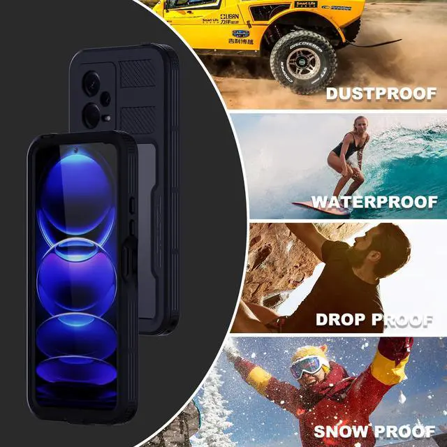 Alt view image 7 of 7 - Waterproof Case for Xiaomi Redmi Note 12 5G, IP68 Waterproof 360 Degree Full Body Protection Protective Case Shockproof Heavy Duty Cover with Built-in Screen Protector