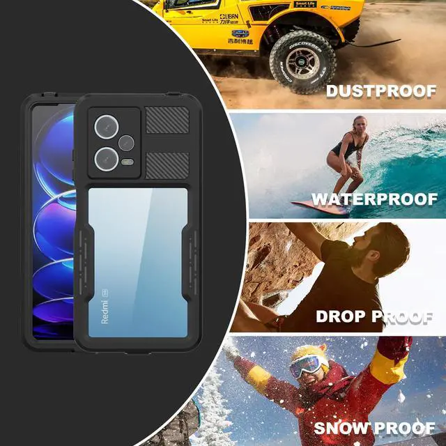 Alt view image 7 of 7 - Waterproof Case for Xiaomi Redmi Note 12 Pro 5G/POCO X5 Pro 5G, IP68 Waterproof 360 Degree Full Body Protection Protective Case Shockproof Heavy Duty Cover with Built-in Screen Protector