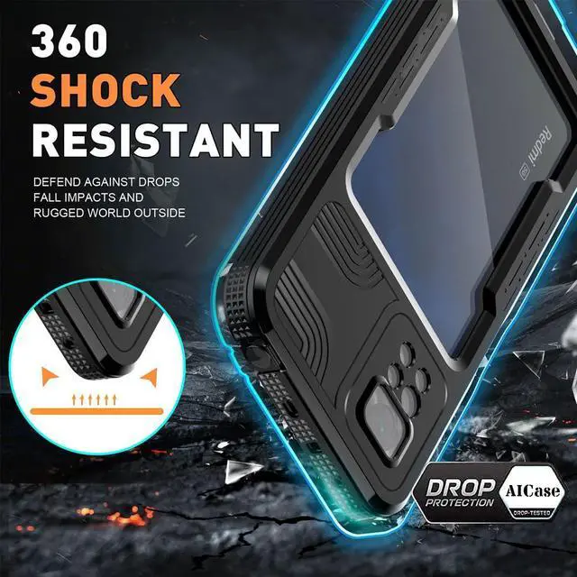Alt view image 4 of 7 - XiaoMi RedMi Note 11 Pro 4G / 5G Waterproof Case, [Fingerprint Unlock] IP68 Certified Rugged Full Body Underwater Dustproof Shockproof Heavy Duty Protective Cover with Screen Protector Wrist Strap