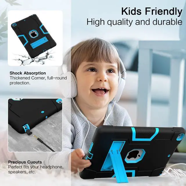 Alt view image 5 of 7 - Case for ipad 9th Generation/iPad 8th Generation/iPad 7th Generation, Slim Heavy Duty Shockproof Rugged Protective Case with Built-in Stand for iPad 10.2 inch 2021/2020/2019 Blue