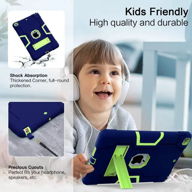 Alt view image 4 of 7 - Case for ipad 9th Generation/iPad 8th Generation/iPad 7th Generation, Slim Heavy Duty Shockproof Rugged Protective Case with Built-in Stand for iPad 10.2 inch 2021/2020/2019 Navy Blue