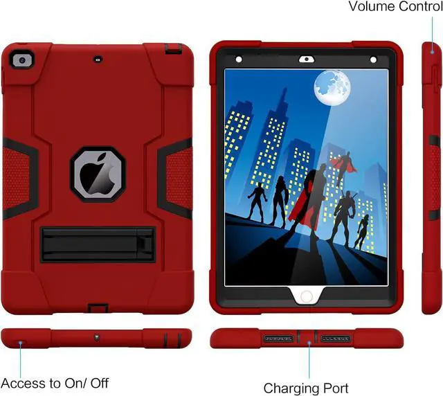 Alt view image 6 of 7 - Case for ipad 9th Generation/iPad 8th Generation/iPad 7th Generation, Slim Heavy Duty Shockproof Rugged Protective Case with Built-in Stand for iPad 10.2 inch 2021/2020/2019 Red