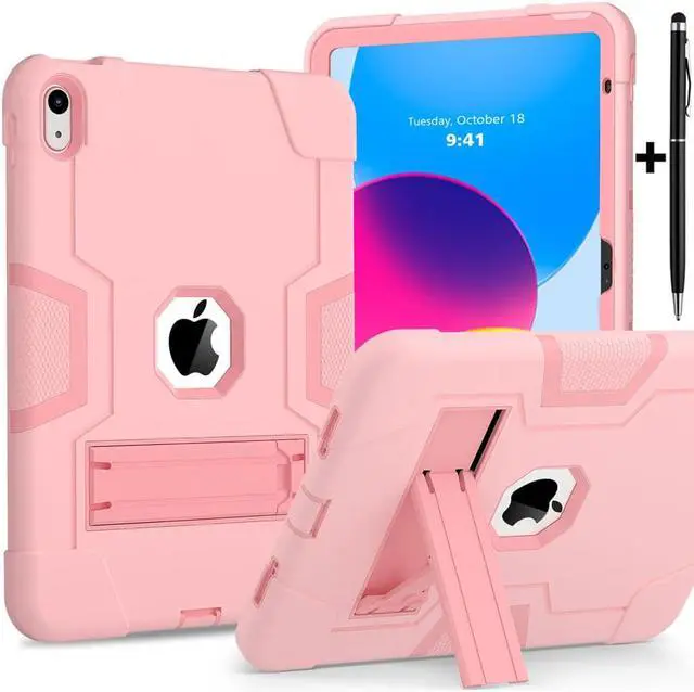 Main image of iPad 10th Generation Case, iPad 10th Generation Case 2022, Protective Case for iPad 10th Generation with Kickstands + Stylus Pen, Shockproof Cover for New iPad 10.9 Inch Case 2022 Rose Gold