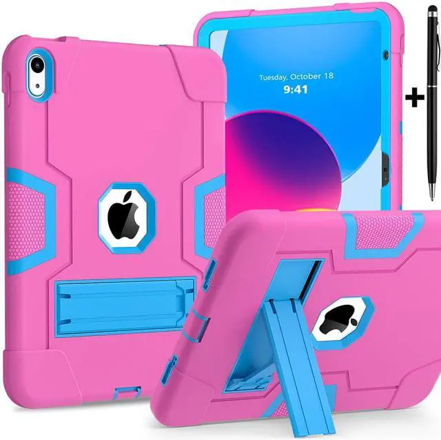 Main image of iPad 10th Generation Case, iPad 10th Generation Case 2022, Protective Case for iPad 10th Generation with Kickstands + Stylus Pen, Shockproof Cover for New iPad 10.9 Inch Case 2022 Rose Red