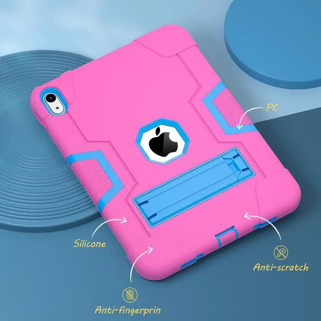 Alt view image 5 of 7 - iPad 10th Generation Case, iPad 10th Generation Case 2022, Protective Case for iPad 10th Generation with Kickstands + Stylus Pen, Shockproof Cover for New iPad 10.9 Inch Case 2022 Rose Red