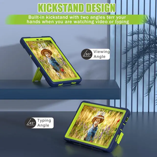 Alt view image 3 of 7 - Protective Case For TCL Tab 8 LE Model 9137W) / TCL Tab 8 WiFi Model 9132X, Shockproof Cover with Kickstand + Universal Stylus Pen Green