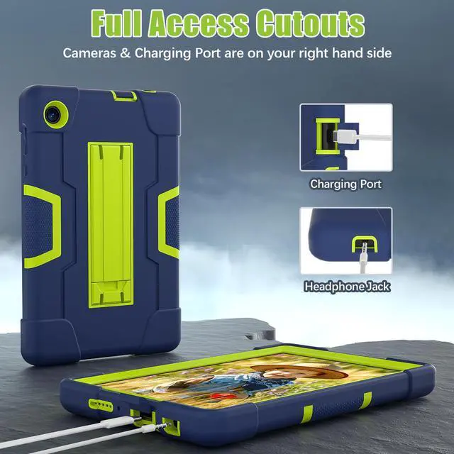 Alt view image 4 of 7 - Protective Case For TCL Tab 8 LE Model 9137W) / TCL Tab 8 WiFi Model 9132X, Shockproof Cover with Kickstand + Universal Stylus Pen Green