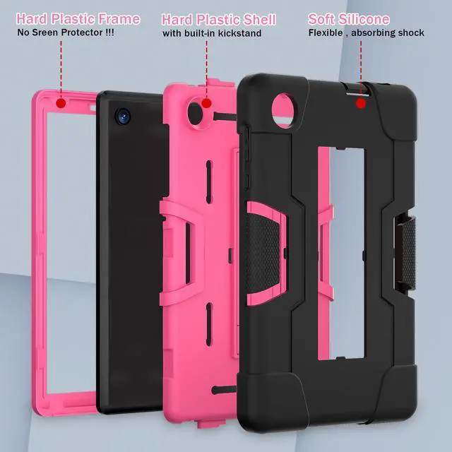 Alt view image 6 of 7 - Protective Case For TCL Tab 8 LE Model 9137W) / TCL Tab 8 WiFi Model 9132X, Shockproof Cover with Kickstand + Universal Stylus Pen Rose Red