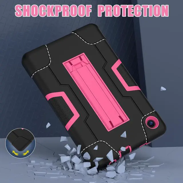 Alt view image 2 of 7 - Protective Case For TCL Tab 8 LE Model 9137W) / TCL Tab 8 WiFi Model 9132X, Shockproof Cover with Kickstand + Universal Stylus Pen Rose Red