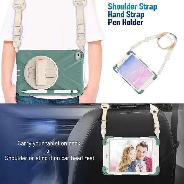 Alt view image 5 of 5 - iPad Mini 5 Case 2019 iPad Mini 4 Case with Pencil Holder Shockproof 360 Degree Rotation Cover with Kickstand Hand Strap Shoulder Strip Protective Case for iPad Mini 5th iPad Mini 4th Generation