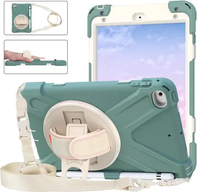 Main image of iPad Mini 5 Case 2019 iPad Mini 4 Case with Pencil Holder Shockproof 360 Degree Rotation Cover with Kickstand Hand Strap Shoulder Strip Protective Case for iPad Mini 5th iPad Mini 4th Generation