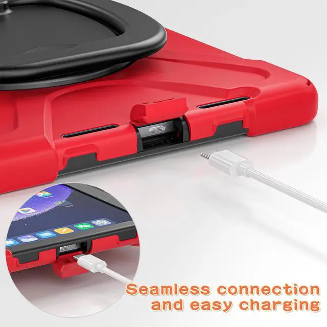 Alt view image 4 of 7 - Case for Xiaomi Mi Pad 6 / 6 Pro 11 Inch 2023 , Heavy Duty Protective Shockproof Cover with S Pen Holder / Hand Strap / Kickstand and Shoulder Strap Red