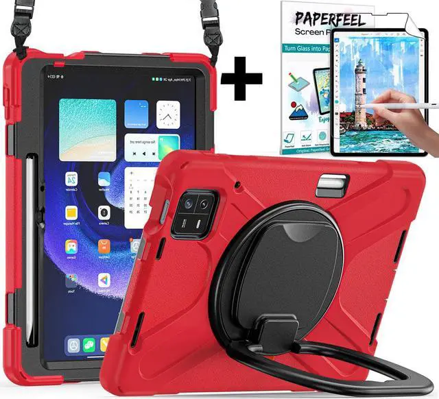 Main image of Case for Xiaomi Mi Pad 6 / 6 Pro 11 Inch 2023 , Heavy Duty Protective Shockproof Cover with S Pen Holder / Hand Strap / Kickstand and Shoulder Strap Red