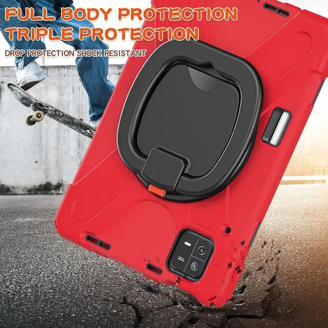 Alt view image 3 of 7 - Case for Xiaomi Mi Pad 6 / 6 Pro 11 Inch 2023 , Heavy Duty Protective Shockproof Cover with S Pen Holder / Hand Strap / Kickstand and Shoulder Strap Red