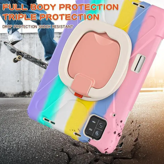 Alt view image 3 of 7 - Case for Xiaomi Mi Pad 6 / 6 Pro 11 Inch 2023 , Heavy Duty Protective Shockproof Cover with S Pen Holder / Hand Strap / Kickstand and Shoulder Strap Pink