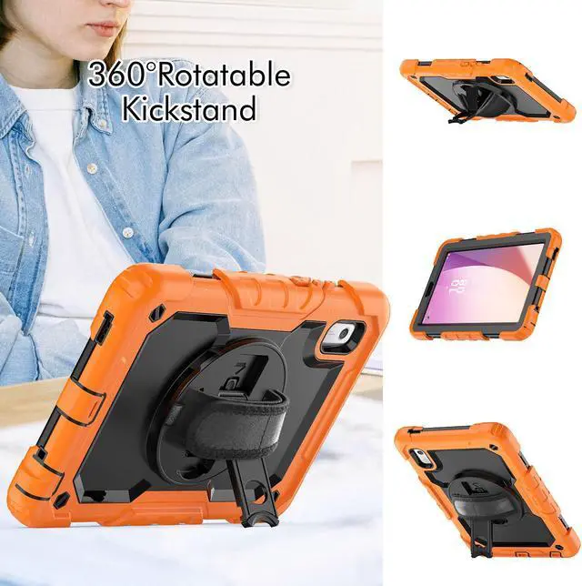 Alt view image 4 of 7 - Case For Lenovo Tab M9 2023 9 inch Model TB-310XU / TB-310FU, Shockproof Rugged Protective Cover with Screen Protector, Pencil Holder, 360° Rotatable Stand, Hand/Shoulder Strap