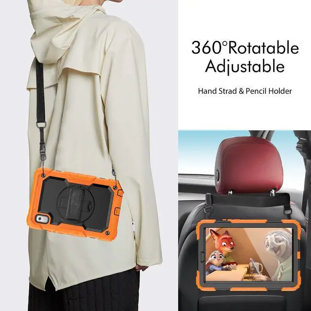 Alt view image 6 of 7 - Case For Lenovo Tab M9 2023 9 inch Model TB-310XU / TB-310FU, Shockproof Rugged Protective Cover with Screen Protector, Pencil Holder, 360° Rotatable Stand, Hand/Shoulder Strap