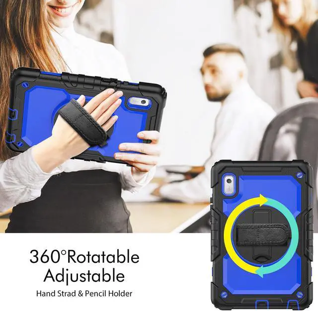 Alt view image 2 of 7 - Case For Lenovo Tab M9 2023 9 inch Model TB-310XU / TB-310FU, Shockproof Rugged Protective Cover with Screen Protector, Pencil Holder, 360° Rotatable Stand, Hand/Shoulder Strap