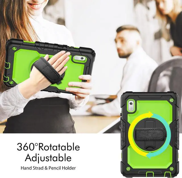 Alt view image 2 of 7 - Case For Lenovo Tab M9 2023 9 inch Model TB-310XU / TB-310FU, Shockproof Rugged Protective Cover with Screen Protector, Pencil Holder, 360° Rotatable Stand, Hand/Shoulder Strap