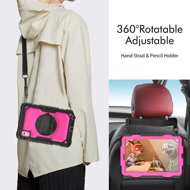 Alt view image 7 of 7 - Case For Lenovo Tab M9 2023 9 inch Model TB-310XU / TB-310FU, Shockproof Rugged Protective Cover with Screen Protector, Pencil Holder, 360° Rotatable Stand, Hand/Shoulder Strap