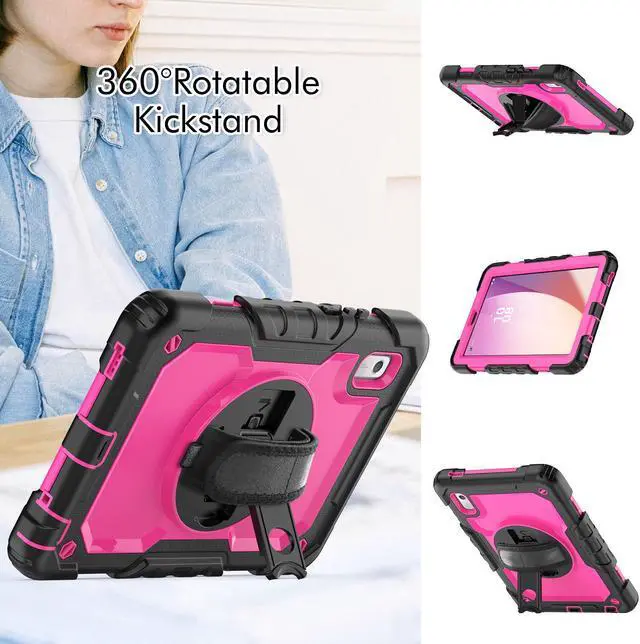 Alt view image 4 of 7 - Case For Lenovo Tab M9 2023 9 inch Model TB-310XU / TB-310FU, Shockproof Rugged Protective Cover with Screen Protector, Pencil Holder, 360° Rotatable Stand, Hand/Shoulder Strap