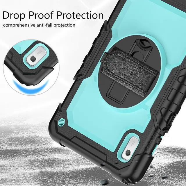 Alt view image 4 of 7 - Case For Lenovo Tab M9 2023 9 inch Model TB-310XU / TB-310FU, Shockproof Rugged Protective Cover with Screen Protector, Pencil Holder, 360° Rotatable Stand, Hand/Shoulder Strap
