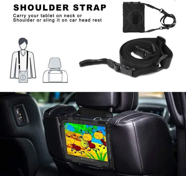 Alt view image 7 of 7 - For Galaxy Tab Active4 Pro 2022/Tab Active Pro 2019 10.1 Inch Case Model SM-T630/T638/T540/T547 with S Pen Holder, Rotating Kickstand, Hand/Shoulder Strap, Shockproof Protective Cover