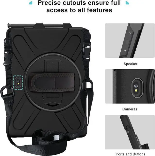 Alt view image 6 of 7 - For Galaxy Tab Active4 Pro 2022/Tab Active Pro 2019 10.1 Inch Case Model SM-T630/T638/T540/T547 with S Pen Holder, Rotating Kickstand, Hand/Shoulder Strap, Shockproof Protective Cover