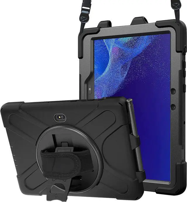 Main image of For Galaxy Tab Active4 Pro 2022/Tab Active Pro 2019 10.1 Inch Case Model SM-T630/T638/T540/T547 with S Pen Holder, Rotating Kickstand, Hand/Shoulder Strap, Shockproof Protective Cover