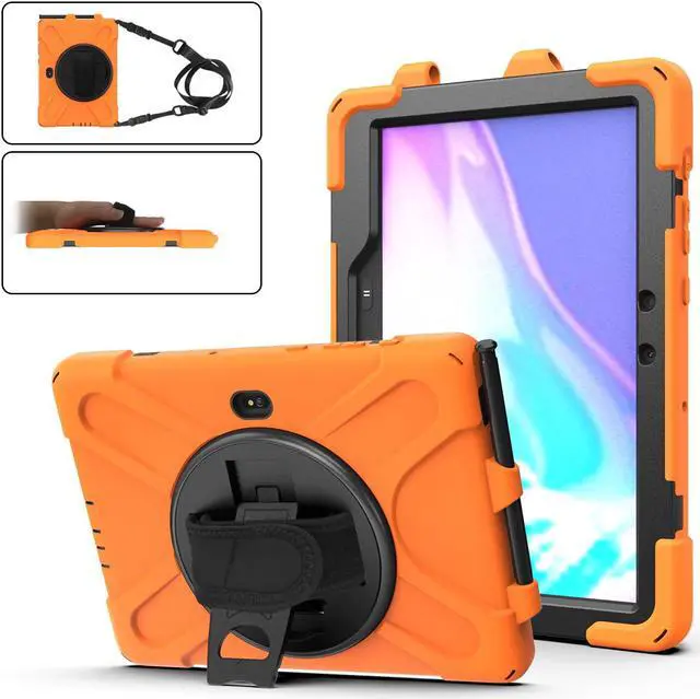 Main image of For Galaxy Tab Active4 Pro 2022/Tab Active Pro 2019 10.1 Inch Case Model SM-T630/T638/T540/T547 with S Pen Holder, Rotating Kickstand, Hand/Shoulder Strap, Shockproof Protective Cover Orange