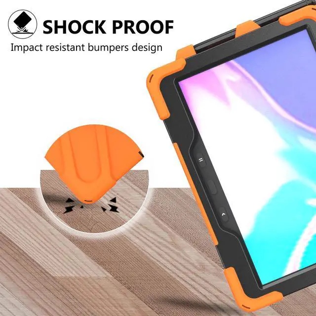Alt view image 2 of 7 - For Galaxy Tab Active4 Pro 2022/Tab Active Pro 2019 10.1 Inch Case Model SM-T630/T638/T540/T547 with S Pen Holder, Rotating Kickstand, Hand/Shoulder Strap, Shockproof Protective Cover Orange