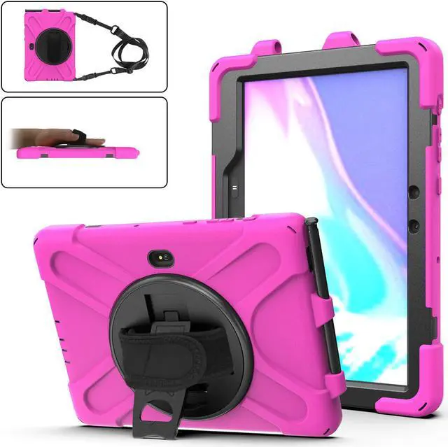 Main image of For Galaxy Tab Active4 Pro 2022/Tab Active Pro 2019 10.1 Inch Case Model SM-T630/T638/T540/T547 with S Pen Holder, Rotating Kickstand, Hand/Shoulder Strap, Shockproof Protective Cover Rose Red