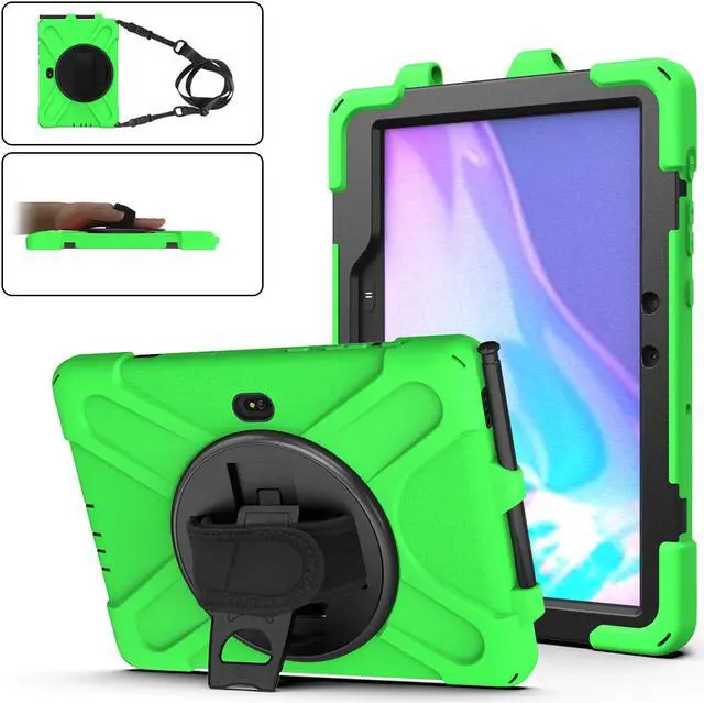 Main image of For Galaxy Tab Active4 Pro 2022/Tab Active Pro 2019 10.1 Inch Case Model SM-T630/T638/T540/T547 with S Pen Holder, Rotating Kickstand, Hand/Shoulder Strap, Shockproof Protective Cover Green