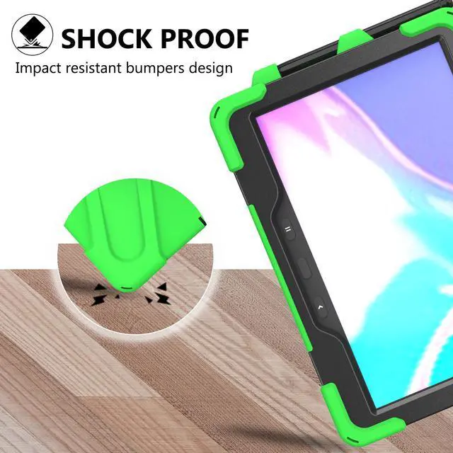 Alt view image 4 of 7 - For Galaxy Tab Active4 Pro 2022/Tab Active Pro 2019 10.1 Inch Case Model SM-T630/T638/T540/T547 with S Pen Holder, Rotating Kickstand, Hand/Shoulder Strap, Shockproof Protective Cover Green