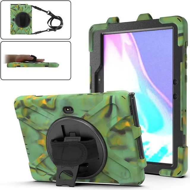 Main image of For Galaxy Tab Active4 Pro 2022/Tab Active Pro 2019 10.1 Inch Case Model SM-T630/T638/T540/T547 with S Pen Holder, Rotating Kickstand, Hand/Shoulder Strap, Shockproof Protective Cover Camo