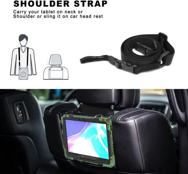 Alt view image 6 of 7 - For Galaxy Tab Active4 Pro 2022/Tab Active Pro 2019 10.1 Inch Case Model SM-T630/T638/T540/T547 with S Pen Holder, Rotating Kickstand, Hand/Shoulder Strap, Shockproof Protective Cover Camo