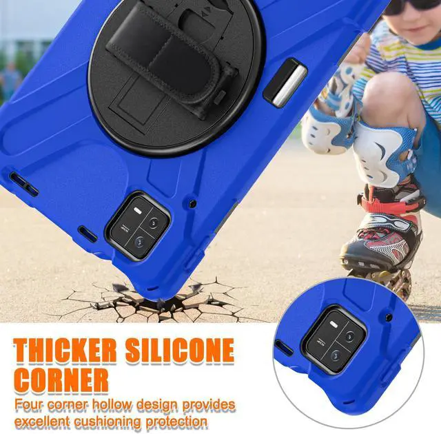 Alt view image 3 of 7 - Protective Case for Xiaomi Mi Pad 6 / 6 Pro 11 Inch 2023 with Stylus Holder & Kickstand, Portable Heavy Duty Hybrid ShockProof Cover with 360° Rotatable Handle, Shoulder Strap, Stylus Pen Blue