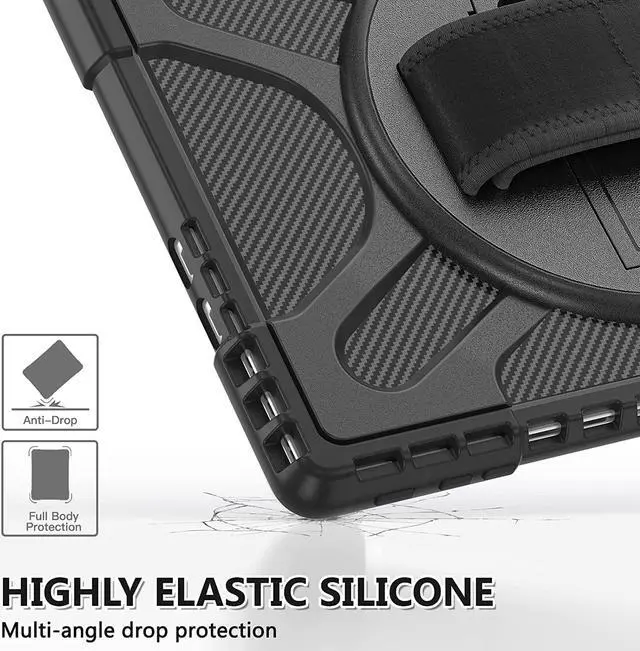Alt view image 6 of 7 - Microsoft Surface Pro 9 Case 13 inch 2022, Rugged Case for Surface Pro 9 with Kickstand and Hand Strap Heavy Duty Shockproof, Compatible with Type Cover Keyboard, Universal Stylus Pen