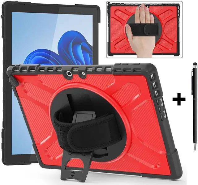 Main image of Microsoft Surface Pro 9 Case 13 inch 2022, Rugged Case for Surface Pro 9 with Kickstand and Hand Strap Heavy Duty Shockproof, Compatible with Type Cover Keyboard, Universal Stylus Pen Red