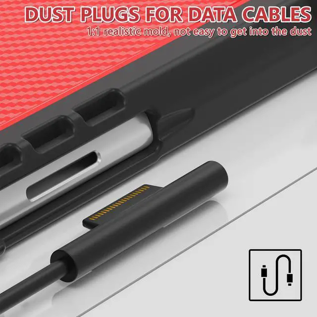 Alt view image 2 of 7 - Protective Case for Microsoft Surface Pro 9 13 inch 2022, Heavy Duty Shockproof Cover with Kickstand, Universal Stylus Pen and Hand Strap, Compatible with Type Cover Keyboard Red